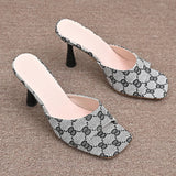 Fashion Design Stiletto High Heel Sandals Women Summer Plus Size 43 Square Toe Sandals Woman Elegant Party High Heeled Shoes