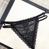 Sexy Women's Thong Erotic Cross Hollow T Pants Starry Sky Shiny Sequins Black Mesh Transparent Bow Perspective Briefs Lingerie