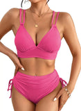 2026 Strappy Triangle Bikinis Women Sexy Swimwear Female High Waist Swimsuit Solid Bathers Bathing Swimming Swim Suit Beachwear