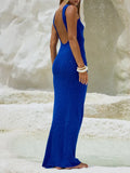 Sexy Glitter Backless Knitwear Tank Dress Sleeveless Slim Fishtail Dresses 2025 Women's Party Evening Vestidos Maxi Dress