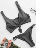 Knotted Ribbed Bikini 2026 Women Swimsuit Female Triangle Swimwear Two Pieces Bikini Set High Cut Bather Bathing Suit Swim Lady