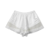 Women Elastic Waistband Lace Trim Streetwear Shorts Summer Solid Color Casual Loose Shorts with 2 Pockets
