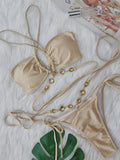 Wrap Around Halter Rhinestones Diamond Bikini Women Swimsuit Female Swimwear Two-pieces Bikini Set Bathing Suit Swim Beach Wear