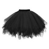 Women Skirt A-line Big Swing Multi-layered Candy Color High Elastic Waist Fluffy Gauze Dancing Performance Short Pleated Skirt