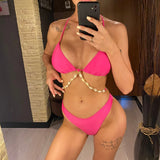 5 Colors Sexy Halter Shell Brazilian Bikini Female Swimsuit Women Swimwear Two-Pieces Bikini Set Bather Bathing Suit Swim V5469