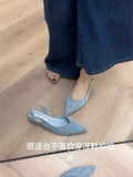 Concise Pointed Toe Square Low Heels Women Sandals Elegant Slingbacks Banquet Party Mule Shoes 2026 New