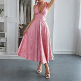 White Jacquard Backless Bow Evening Party Dress Women Robes Backless Elegant Sexy Dress Bodycon Long Summer Dress Vestidos