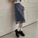 Sweet Skirts Chic Plaid Mini Skirt High Waist A-Line Korean Sle Commute Spring New Arrival Women's Fashion Mid-Length Skirts I3G