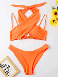 Cross Halter Underwire Bikini 2026 Women Swimsuit Solid Push Up Swimwear Female Bathers Bathing Swimming Suit Summer Beachwear