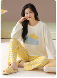 Pure cotton pajamas for women, long-sleeved trousers, can be worn outside, pure cotton home clothes, Class A antibacterial 100%
