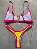 S - XL Splicing V Shaped Thong Bikini Women Swimsuit Female Swimwear Two Pieces Bikini Set Bather Push Up Bathing Suit Swim Lady