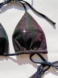 sexy giltter gradient purple string micro halter bikinis sets two pieces 2024 women thong tie swimsuit bathing suit swimwear