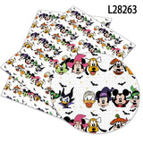 Halloween Disney Mickey Cartoon Print Artificial leather DIY Earring Hair Bow Bag Crafts  faux Leather  22X30CM litchi