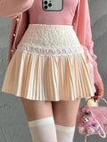 Design Sense Pure Love Girl Pink Cake Skirt Exquisite Sweet Lace Splicing Pleated Skirt Short Skirt Sweet Korean Women 2QEB