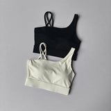 Women's Irregular Shoulder Strap Yoga Sports Bra Shockproof One-Piece Cup Running Vest for Training Fitness And Yoga