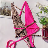 Sexy One Piece Swimsuit Swimwear Women Leopard Patchwork Cross Long Straps Deep V-neck Bathing Suit Beach Banadores Mujer 2026