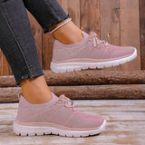 Breathable Mesh Sports Flat Shoes Women Plus Size 43 Slip On Knitted Platform Sneakers Woman Comfortable Soft Sole Running Shoes