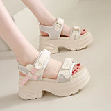 Silver Chunky Platform Sandals for Women Summer Wedge Heels Sport Sandals Woman Comfortable Thick Bottom Casual Sandles Female