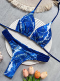 Fashion Print Halter Mini Thong High Cut Bikini Female Swimsuit Women Swimwear Two-pieces Bikini Set Bather Bathing Suit Swim