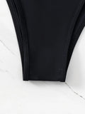 Black Sexy Bikini Split Swimsuit Set Tie-Up Neck Adjustable Straps Beachwear for Women
