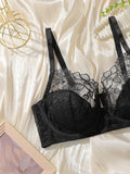 Women's embroidered lace plus size bra with steel ring gathering push up underwear suitable for full figured women MR2679