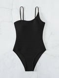 2026 Plain One Shoulder Swimsuit One Piece Solid Swimwear Women Sexy Bathers Bathing Swimming Swim Suit Female Beachwear