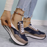 Fashion Lace Up Thick Bottom Sneakers for Women 2025 Zipper Decor Platform Sneakers Shoes Woman Non Slip Plus Size Sports Shoes