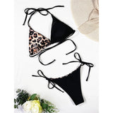 XS - L 8 Color Splicing Halter Leopard Bikini Female Swimsuit Women Swimwear Two-piece Bikini set Bather Bathing Suit Swim V3736