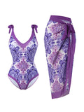 2026 Printed Strappy Swimsuit One Piece & Beach Dress Sexy Swimwear Women Bathing Swimming Swim Suit Female Padded Beachwear