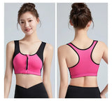 Sports Bra Women Push Up Front Zipper Shockproof Patchwork Gym Jogging Crop Top Female Running Fitness Vest Sport Bras for Women