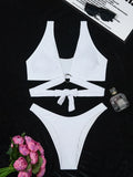 2026 Ring Linked Bikini Solid Bandage Swimwear Female Sexy Swimsuit Women Bathers Bathing Swimming Swim Suit Beachwear