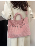 2026 Autumn New Women's Corduroy Tote Bag - Large Capacity, High-End Texture, Fashionable Commuter Shoulder & Crossbody Bag