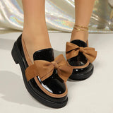 Plus Size 43 Bowknot Loafers Women 2026 Autumn Thick Sole Platform Oxfords Shoes Woman Comfortable Slip On Single Shoes Ladies