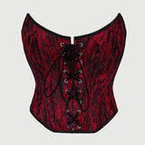 Corset Top Thin Without Lace Deep Red Body Shaping Chest Support Waist Tie Waist Tightening Corset Casaul Pure Desire Style Y43R