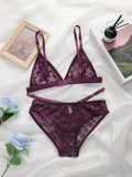 Women's Ultra-thin Lace Lingerie Two-piece Floral Lingerie Sexy Lingerie No Steel Hoop Push Up Bra A322