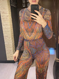 S - XXL New Printed Long Sleeve With Pants Women Swimwear One Piece Swimsuit Female Floral Padded Bather Bathing Suit Swim V7176