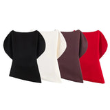 Women's Fashionable Elegant Versatile Puff Sleeve Top Women Boat Neck Puff Sleeve Hem Blouse Solid Color Slim Fit Top ASH4