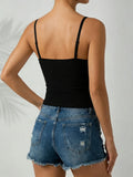 Lace neckline Women Sleeveless Camisole Built-in padding Adjustable thin straps Tank Top Summer Beathable Ladies Vest