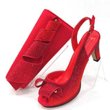 Doershow new fashion Italian Shoes And Bag Sets For Evening Party With Stones Italian Leather Handbags Match Bags! 1-6
