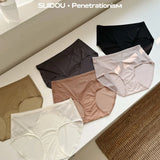 Women's seamless mid-waist underwear summer cotton bottom breathable briefs comfortable