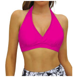 Bikini Bra Top Push Up Swim Crop Top Sexy V Neck Tie Back Swimwear Solid Beachwear One Piece Swimsuit Underwear Bathing Suit