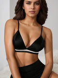 Fashion triangle cup black underwear without steel ring detachable chest cushion women's underwear comfortable to wear YS3590
