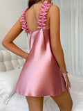 V-neck Fashion Women's Nightgown Solid Simple Strapless Dress Romantic Vacation Short Skirt Sexy Backless Pajama for Women