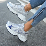 Fashion Breathable Chunky Platform Sneakers Women Korean Lace Up Thick Bottom Vulcanized Shoes Woman Patchwork Comfy Dad Shoes