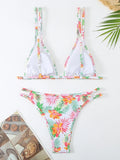 2025 Strappy Bikini Brazilian Printed Swimsuit Women Sexy Padded Swimwear Female Bathers Bathing Swimming Swim Suit Beachwear