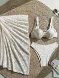 With Mesh Skirt Underwired Bra Cup Bikini Women Swimwear Female Swimsuit Three-pieces Bikini Set Bathing Suit Swim Beachwear