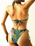 2026 String Triangle Printed Bikini Women Sexy Swimwear Female Halter Swimsuit Solid Bathers Bathing Swimming Swim Suit Beach