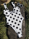 2026 Polka Dot U Neck One Piece Swimsuit Women Swimwear Female Monokini Bather High Leg Cut Bathing Suit Swim Beachwear Bodysuit