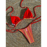 Printed Halter Bikini Female Swimsuit Women Swimwear Two-pieces Bikini set High Cut Leg Strappy Bather Bathing Suit Swim V7939