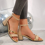 Women Sandals 2026 Summer New Fashion Sexy Medium High Heel Outdoor Sandals Elegant Casual Comfortable